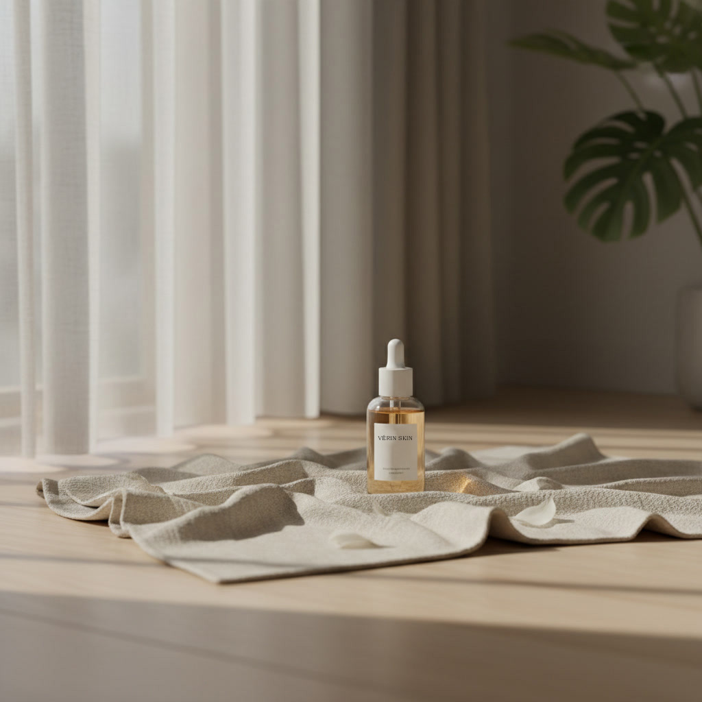 gemini-2.5-flash-image_A_calm_lifestyle_skincare_scene_featuring_a_minimalist_serum_bottle_placed_on_a_-0